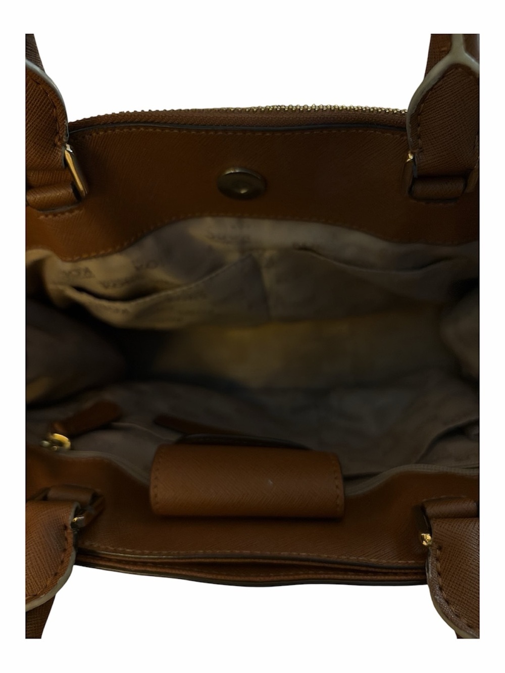 Michael Kors Karla East West Saffiano Leather Satchel Crossbody Luggage Brown - Picture 9 of 10